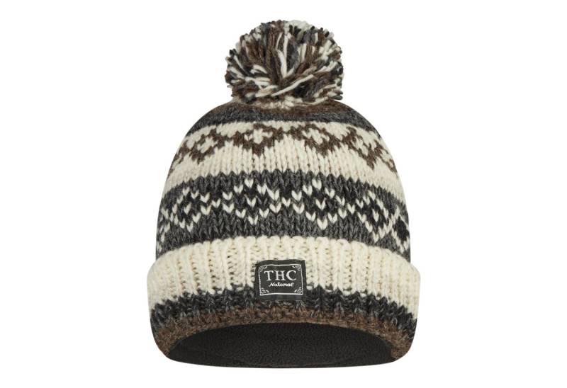 THC Natural Line Bommelmütze THC Schafwoll Pudelmütze 888 (1 Stück, 1-St., 1 Stück) Innenfutter Fleece von THC Natural Line