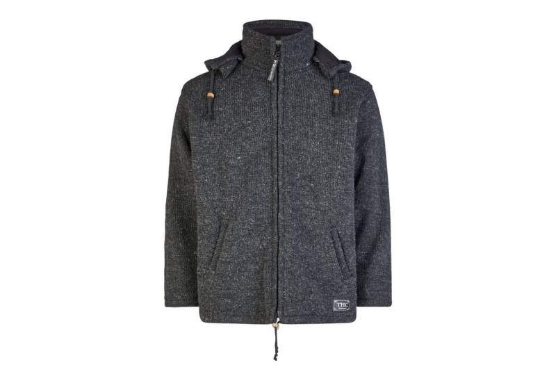 THC Natural Line Kapuzenstrickjacke THC Schafwollstrickjacke Baumwollfutter 859 schwarz (1 Stück, 1-tlg., 1 Stück) mit abnehmbarer Kapuze von THC Natural Line