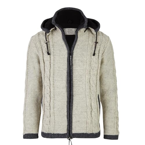 THC Natural Line Schafwollstrickjacke 850 weiß | Schafwolle | Strickjacke | Schafwoll-Jacke | Woll-Jacke | Schafwolljacke | Außenjacke (DE/NL/SE/PL, Alphanumerisch, XL, Regular, Regular, weiß) von THC Natural Line