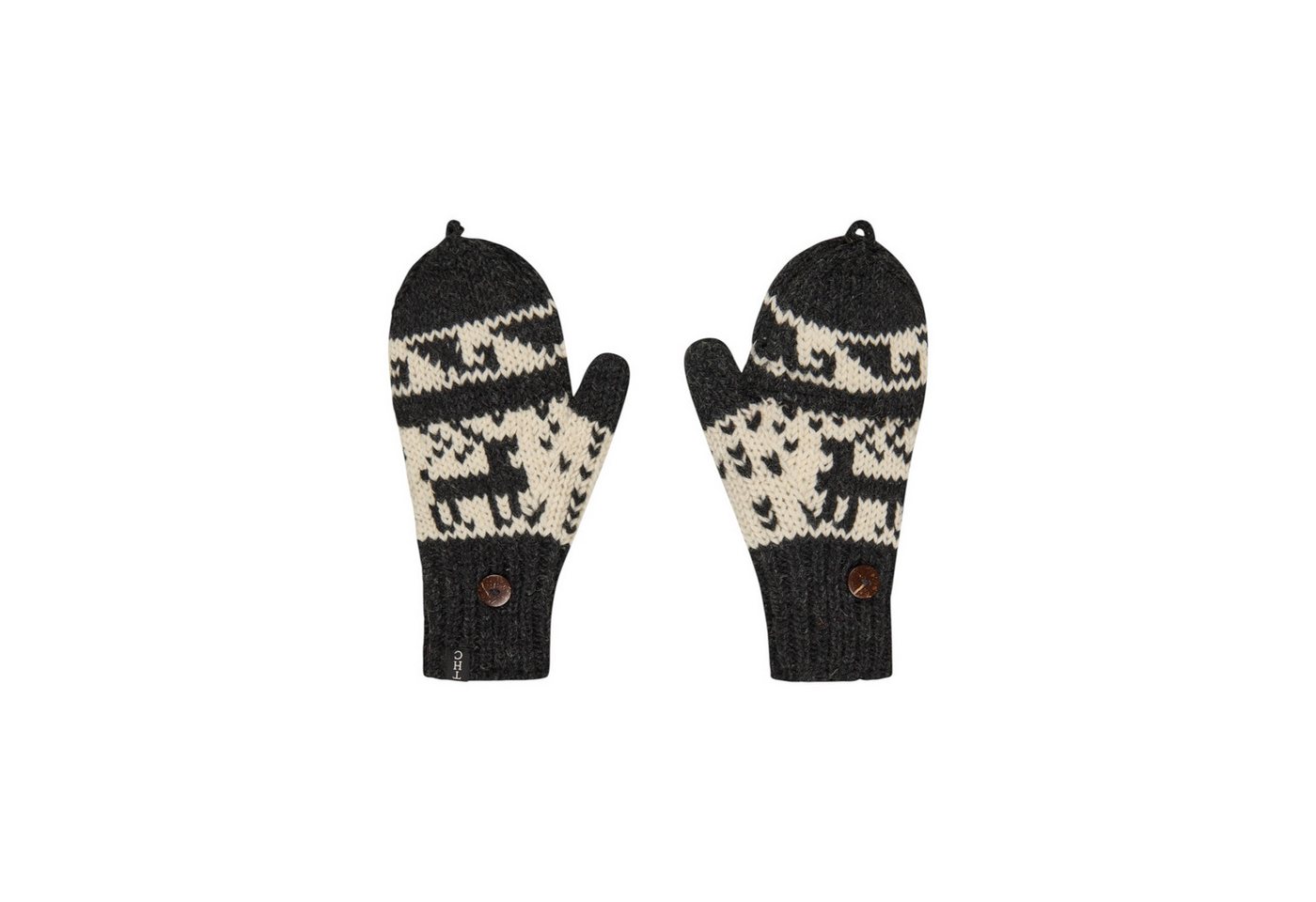 THC Natural Line Strickhandschuhe THC Klapphandschuhe 606 Rentier schwarz (1 Paar, 1-St., 1 Paar) abklappbare Fingerspitzen von THC Natural Line