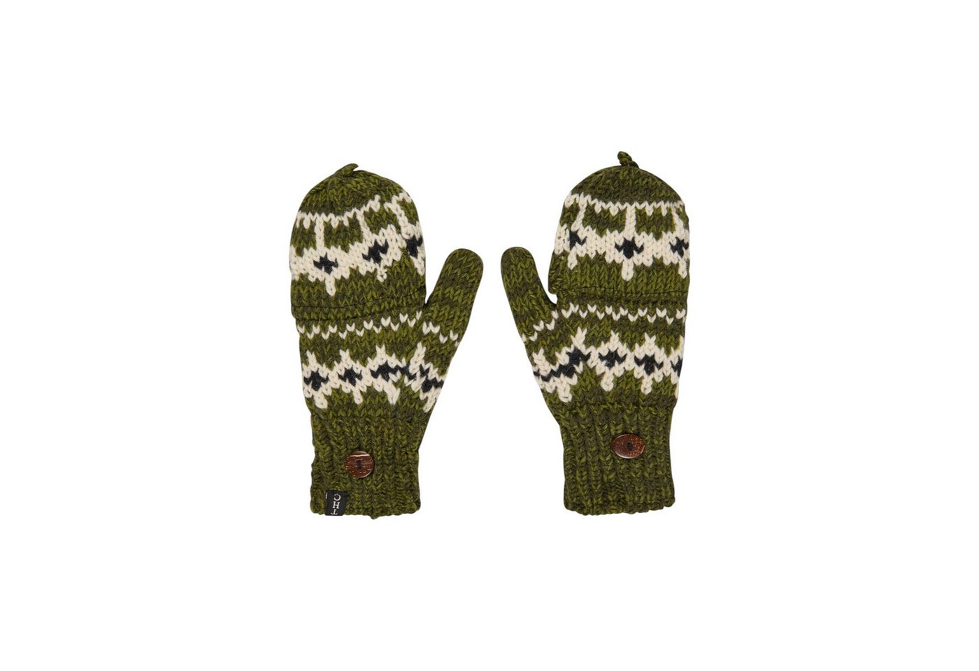 THC Natural Line Strickhandschuhe THC Klapphandschuhe 607 Norweger grün (1 Paar, 1-St., 1 Paar) abklappbare Fingerspitzen von THC Natural Line