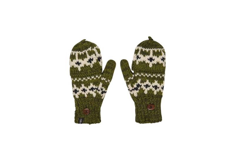 THC Natural Line Strickhandschuhe THC Klapphandschuhe 607 Norweger grün (1 Paar, 1-St., 1 Paar) abklappbare Fingerspitzen von THC Natural Line