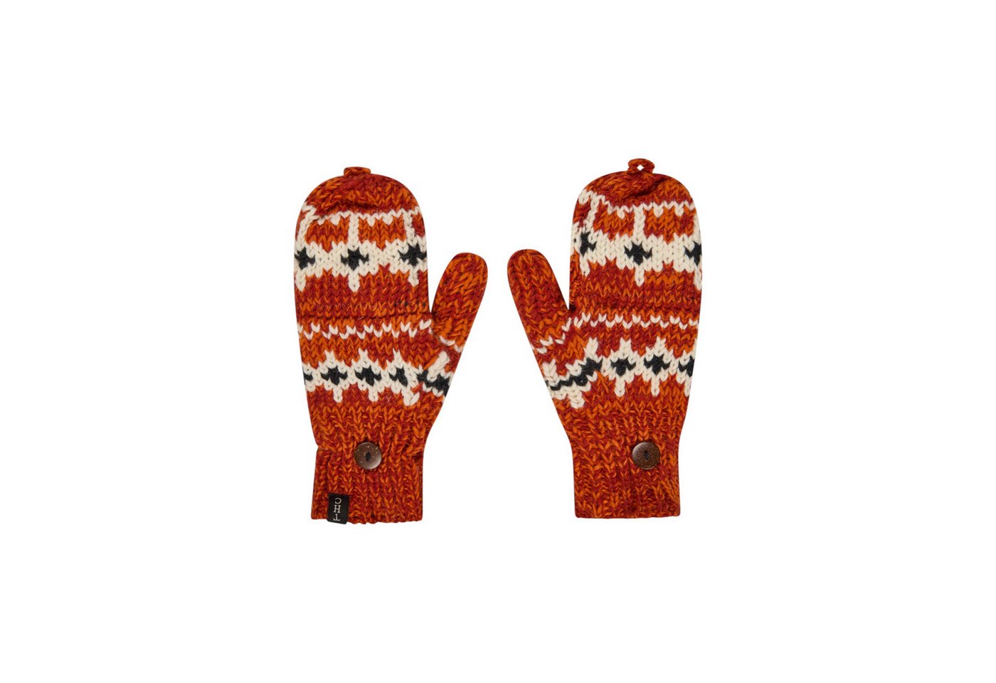 THC Natural Line Strickhandschuhe THC Klapphandschuhe 619 Norweger orange (1 Paar, 1-St., 1 Paar) abklappbare Fingerspitzen von THC Natural Line