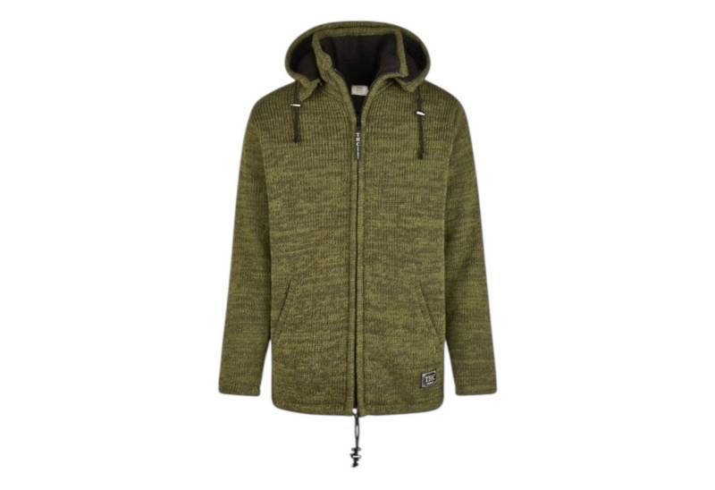 THC Natural Line Strickjacke THC Schafwollstrickjacke 627 grün (1 Stück, 1-tlg., 1 Stück) abnehmbare Kapuze von THC Natural Line
