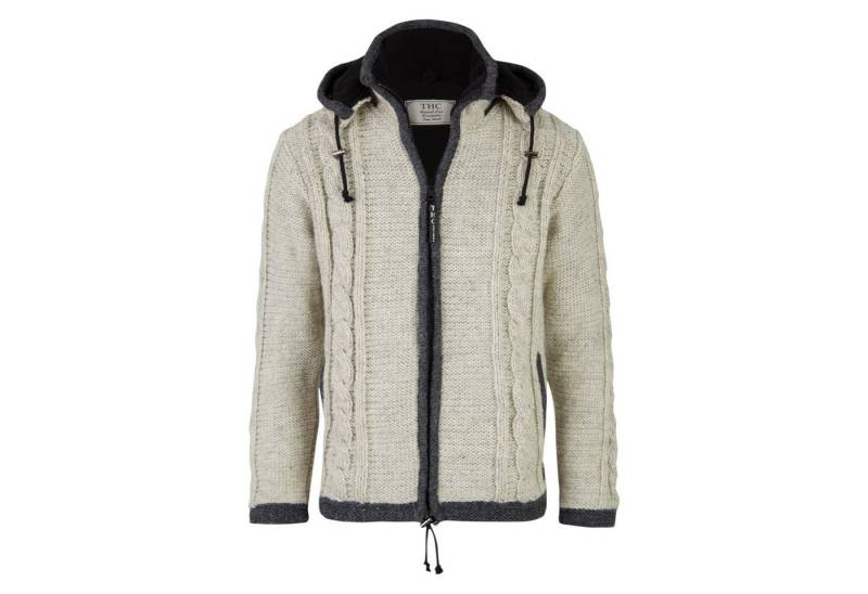 THC Natural Line Strickjacke THC Schafwollstrickjacke 850 weiß (1 Stück, 1-tlg., 1 Stück) abnehmbare Kapuze von THC Natural Line