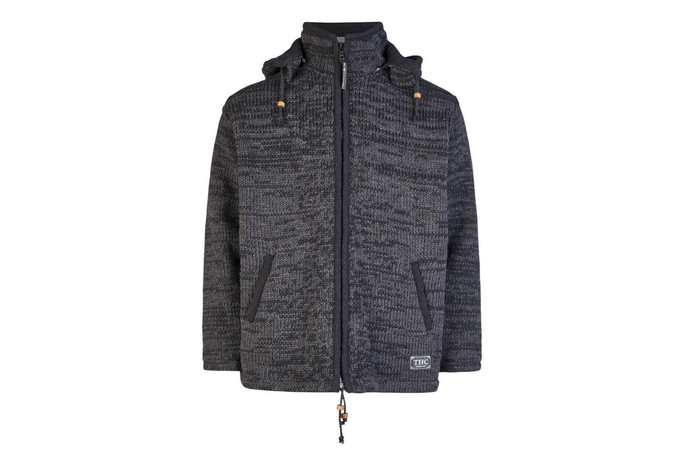THC Natural Line Strickjacke THC Schafwollstrickjacke Baumwollfutter 851 grau (1 Stück, 1-tlg., 1 Stück) Baumwollfutter von THC Natural Line