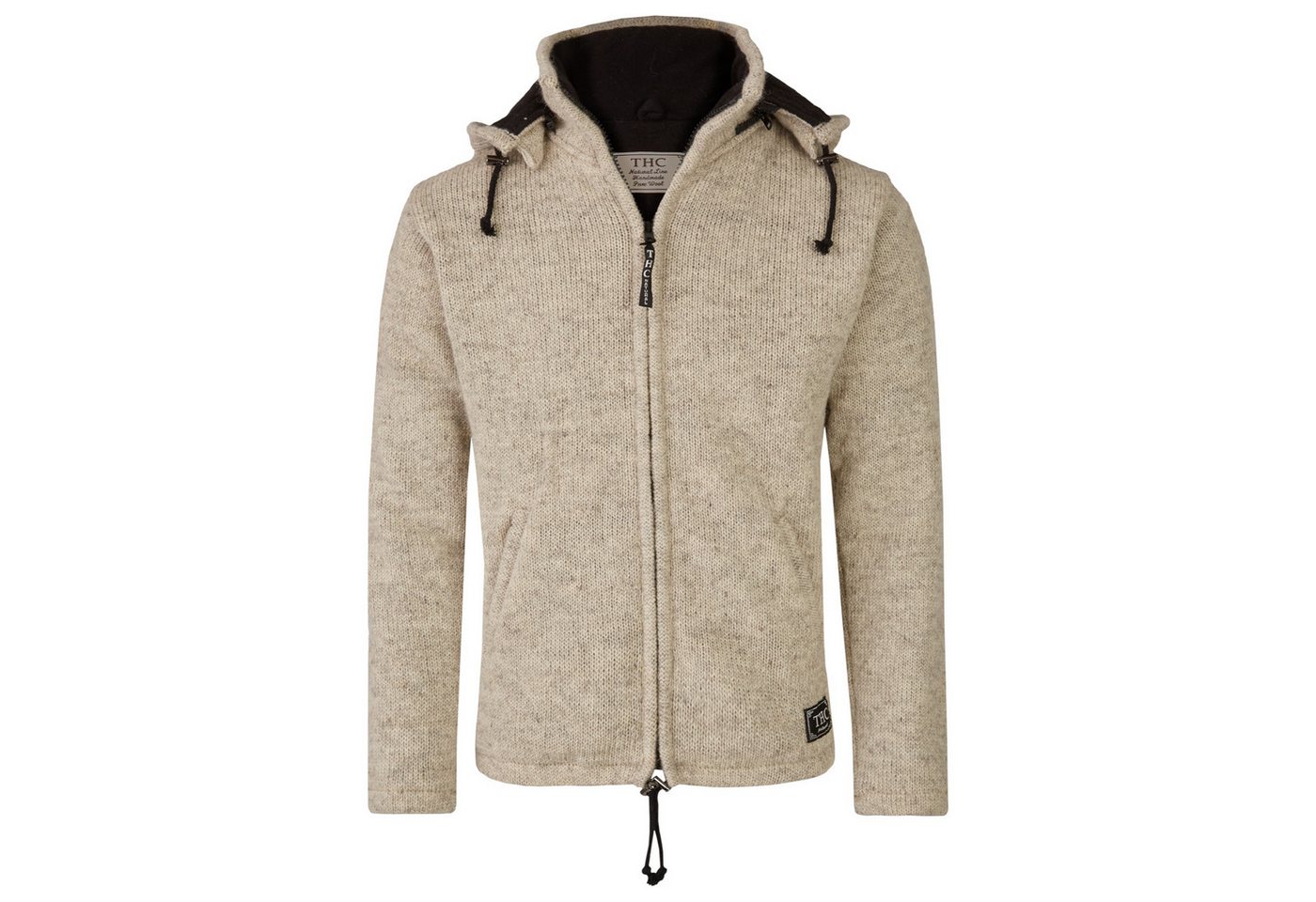 THC Natural Line Strickjacke THC Schafwollstrickjacke Baumwollfutter 853 weiß (1 Stück, 1-tlg., 1 Stück) Baumwollfutter von THC Natural Line