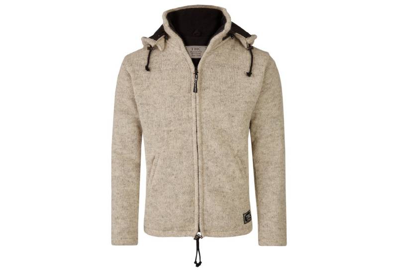 THC Natural Line Strickjacke THC Schafwollstrickjacke Baumwollfutter 853 weiß (1 Stück, 1-tlg., 1 Stück) Baumwollfutter von THC Natural Line