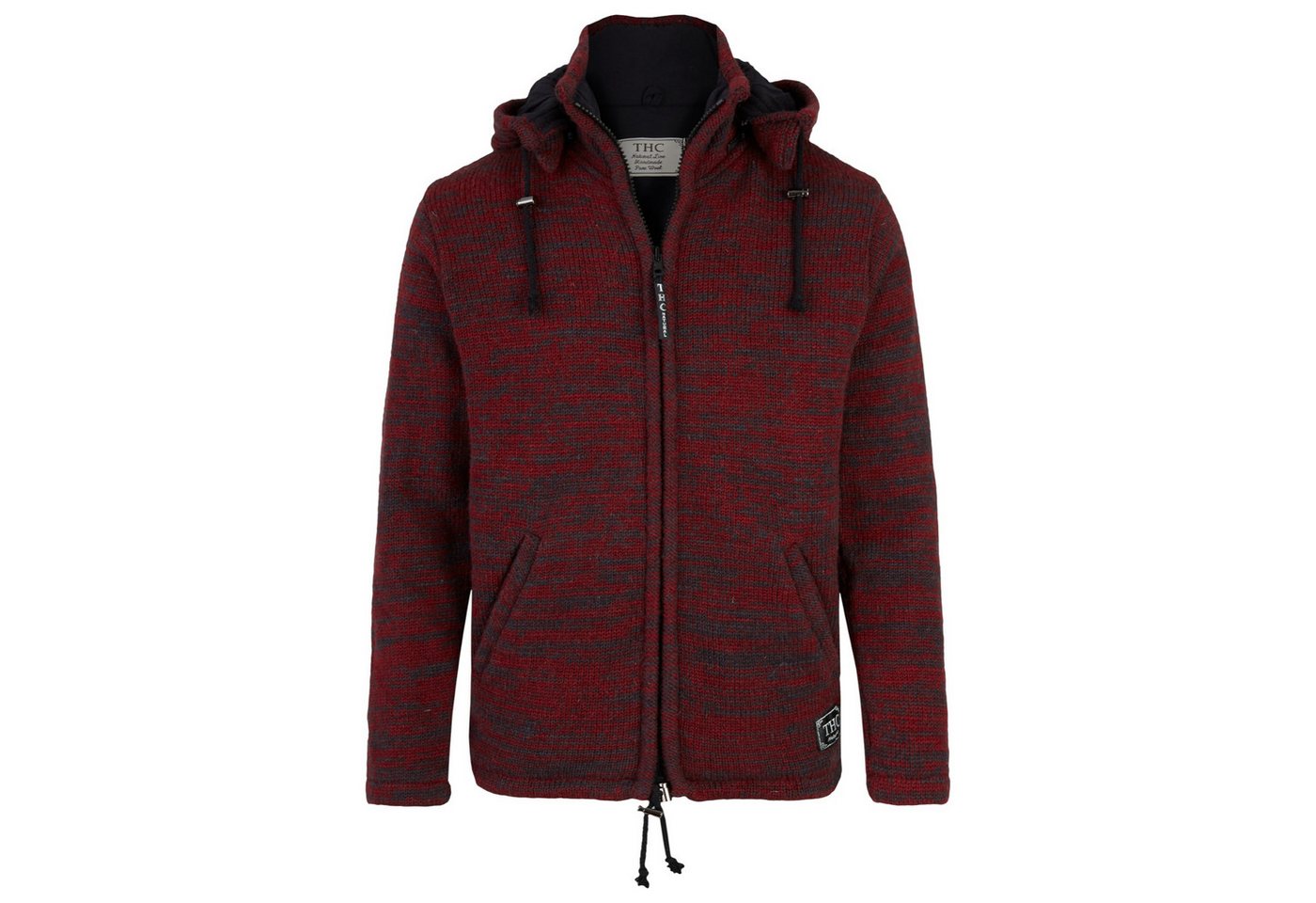 THC Natural Line Strickjacke THC Schafwollstrickjacke Baumwollfutter 855 rot (1 Stück, 1-tlg., 1 Stück) Baumwollfutter von THC Natural Line