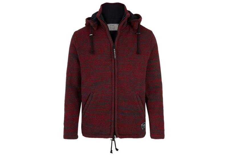 THC Natural Line Strickjacke THC Schafwollstrickjacke Baumwollfutter 855 rot (1 Stück, 1-tlg., 1 Stück) Baumwollfutter von THC Natural Line
