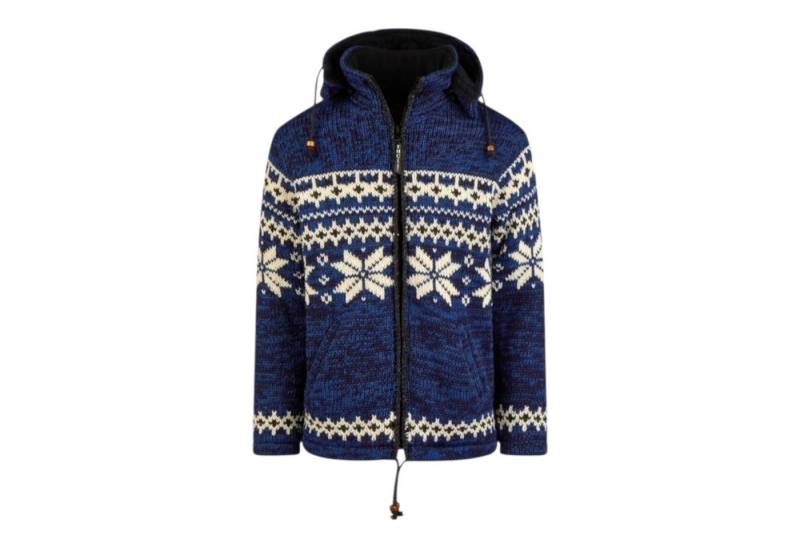THC Natural Line Strickjacke THC Schafwollstrickjacke Norweger blau 605 (1 Stück, 1-tlg., 1 Stück) abnehmbare Kapuze von THC Natural Line