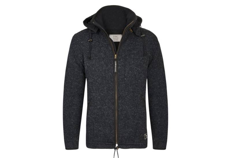 THC Natural Line Strickjacke THC Schafwollstrickjacke anthrazit 509 (1 Stück, 1-tlg., 1 Stück) abnehmbare Kapuze von THC Natural Line