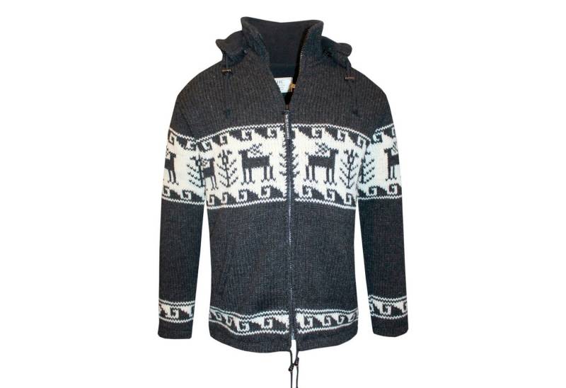 THC Natural Line Strickjacke THC Strickjacke 606 Rentier schwarz (1 Stück, 1-tlg., 1 Stück) abnehmbare Kapuze von THC Natural Line