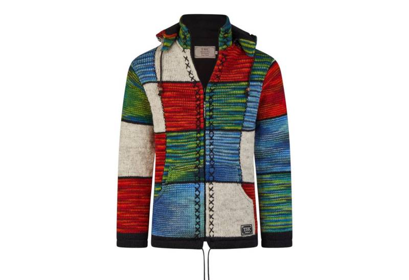 THC Natural Line Strickjacke THC Strickjacke 803 Quadrate (1 Stück, 1-tlg., 1 Stück) abnehmbare Kapuze von THC Natural Line