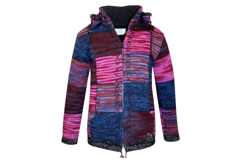 THC Natural Line Strickjacke THC Strickjacke 805 lila Quadrate (1 Stück, 1-tlg., 1 Stück) abnehmbare Kapuze von THC Natural Line