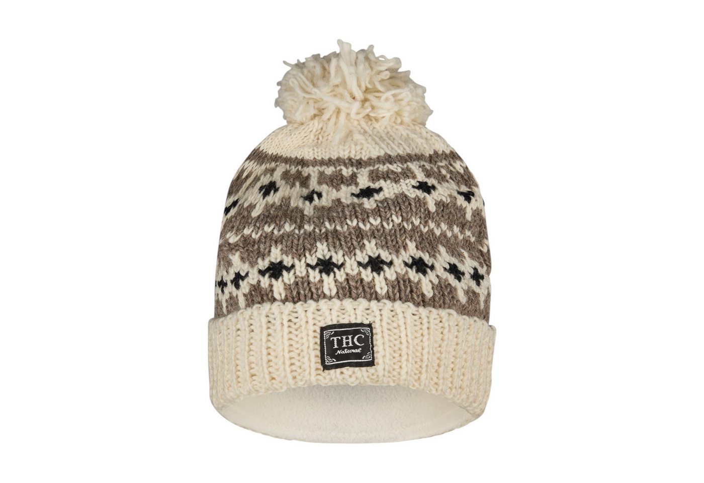 THC Natural Line Strickmütze THC Schafwoll Pudelmütze 507 (1 Stück, 1-St., 1 Stück) gerippter Umschlag von THC Natural Line