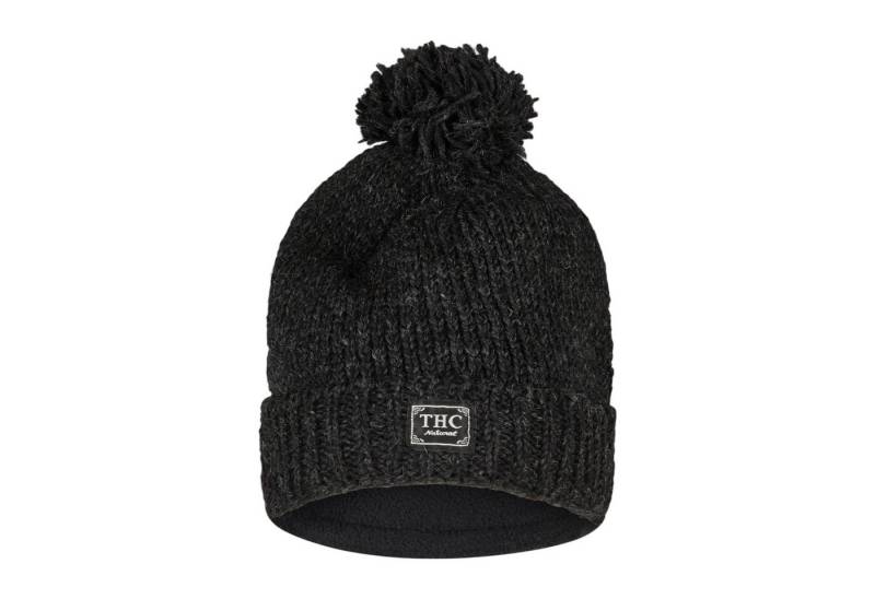 THC Natural Line Strickmütze THC Schafwoll Pudelmütze 509 anthrazit (1 Stück, 1-St., 1 Stück) gerippter Umschlag von THC Natural Line