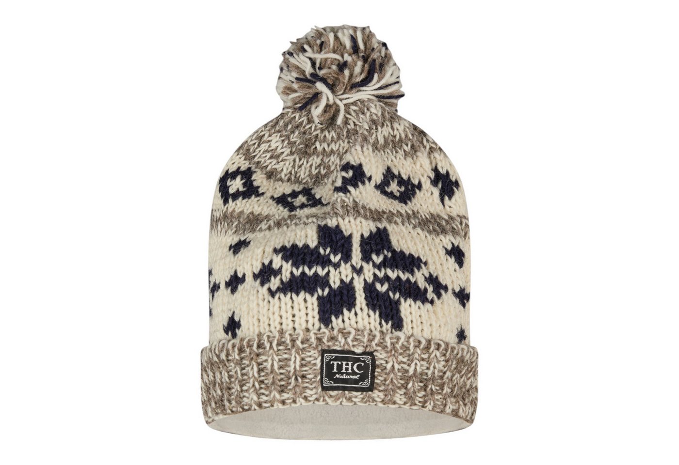 THC Natural Line Strickmütze THC Schafwoll Pudelmütze 609 Norweger grau (1 Stück, 1-St., 1 Stück) gerippter Umschlag von THC Natural Line