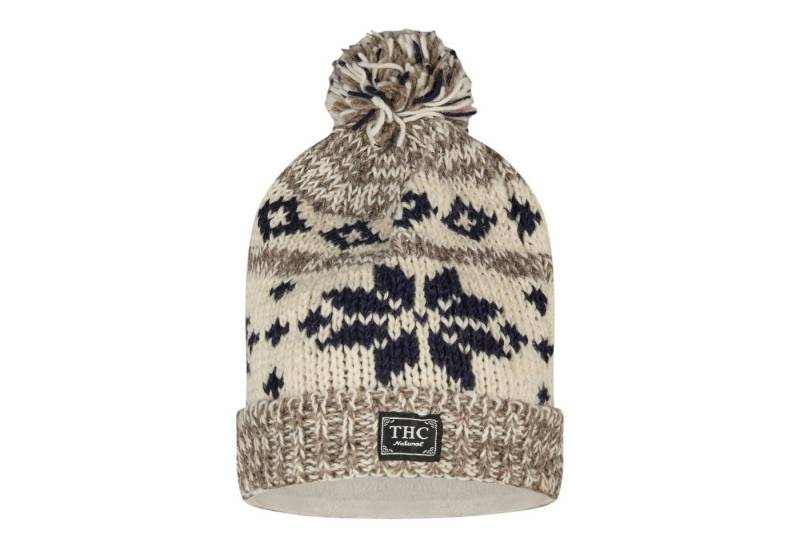 THC Natural Line Strickmütze THC Schafwoll Pudelmütze 609 Norweger grau (1 Stück, 1-St., 1 Stück) gerippter Umschlag von THC Natural Line
