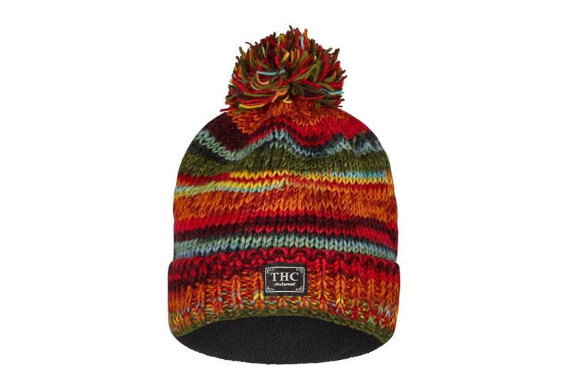 THC Natural Line Strickmütze THC Schafwoll Pudelmütze 616 bunt (1 Stück, 1-St., 1 Stück) gerippter Umschlag von THC Natural Line