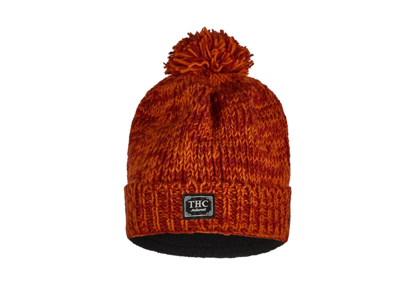 THC Natural Line Strickmütze THC Schafwoll Pudelmütze 719 orange (1 Stück, 1-St., 1 Stück) gerippter Umschlag von THC Natural Line