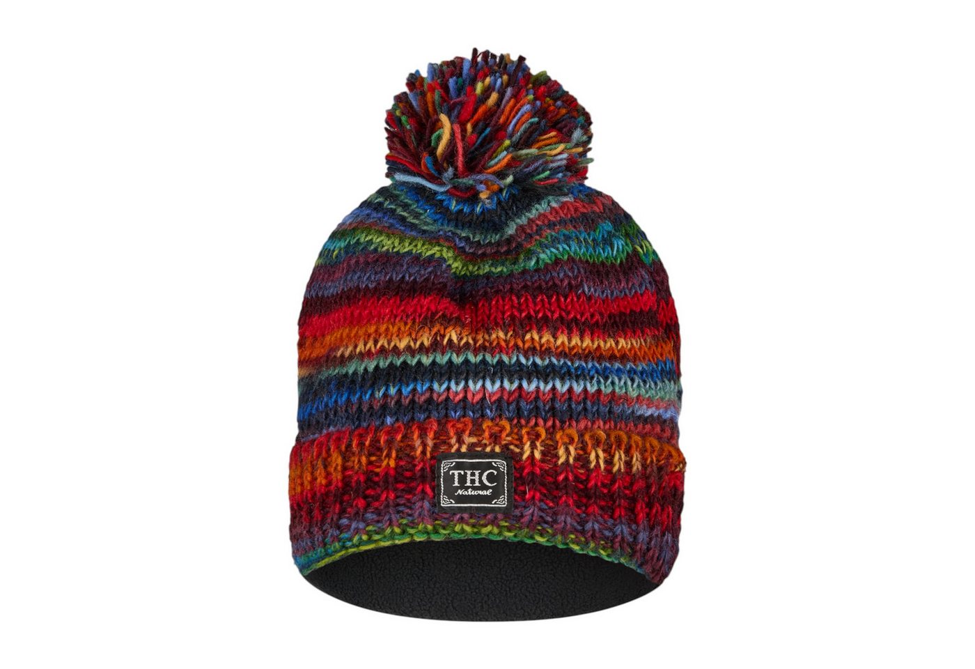 THC Natural Line Strickmütze THC Schafwoll Pudelmütze 727 bunt (1 Stück, 1-St., 1 Stück) gerippter Umschlag von THC Natural Line