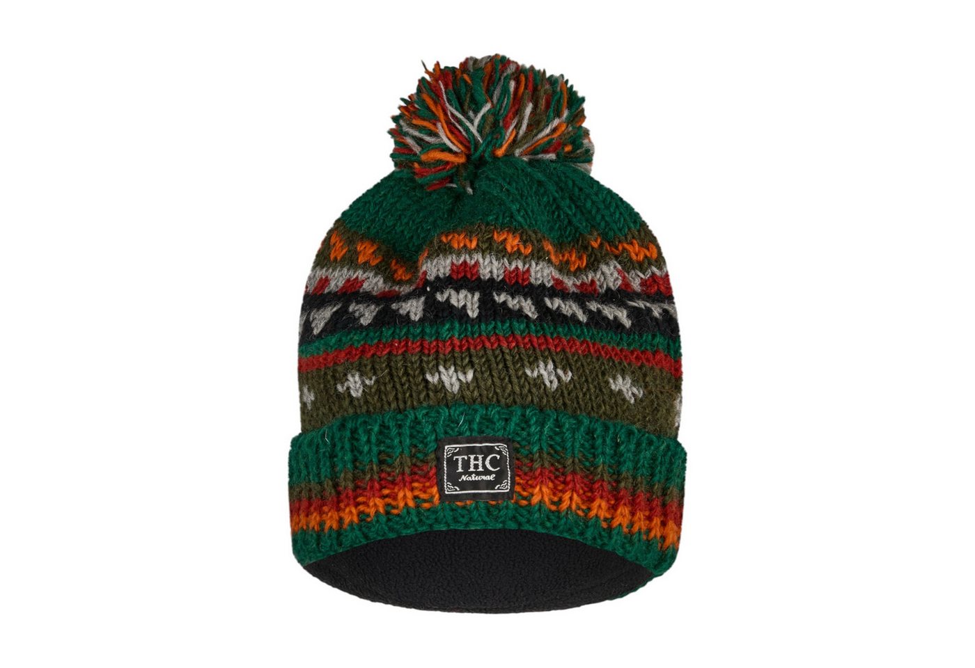 THC Natural Line Strickmütze THC Schafwoll Pudelmütze 800 bunt (1 Stück, 1-St., 1 Stück) gerippter Umschlag von THC Natural Line