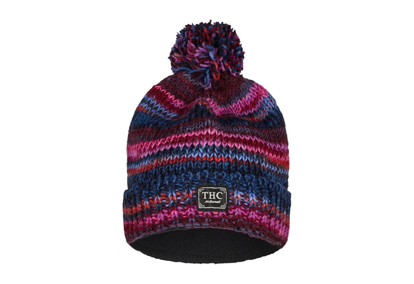 THC Natural Line Strickmütze THC Schafwoll Pudelmütze 805 lila (1 Stück, 1-St., 1 Stück) gerippter Umschlag von THC Natural Line