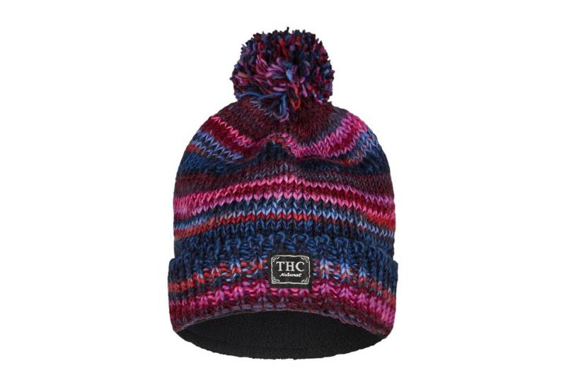 THC Natural Line Strickmütze THC Schafwoll Pudelmütze 805 lila (1 Stück, 1-St., 1 Stück) gerippter Umschlag von THC Natural Line
