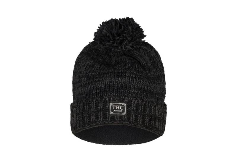 THC Natural Line Strickmütze THC Schafwoll Pudelmütze 809 anthrazit (1 Stück, 1-St., 1 Stück) gerippter Umschlag von THC Natural Line