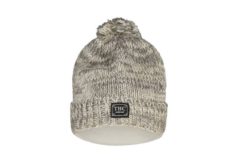 THC Natural Line Strickmütze THC Schafwoll Pudelmütze 812 beige (1 Stück, 1-St., 1 Stück) gerippter Umschlag von THC Natural Line