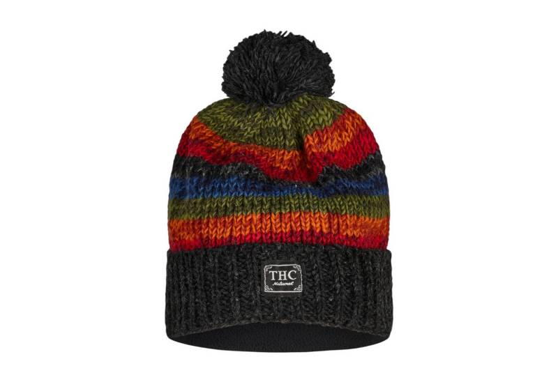 THC Natural Line Strickmütze THC Schafwoll Pudelmütze 814 bunt (1 Stück, 1-St., 1 Stück) gerippter Umschlag von THC Natural Line