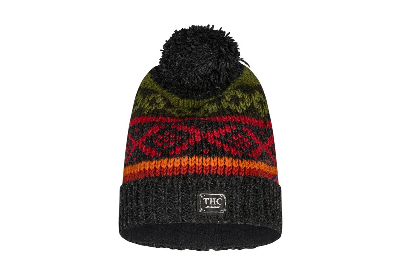 THC Natural Line Strickmütze THC Schafwoll Pudelmütze 827 bunte Muster (1 Stück, 1-St., 1 Stück) gerippter Umschlag von THC Natural Line