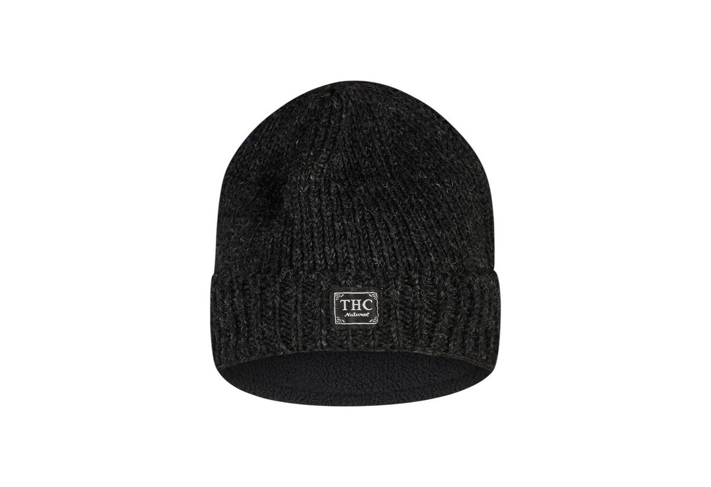 THC Natural Line Strickmütze THC Schafwoll Rollcap 509 anthrazit (1 Stück, 1-St., 1 Stück) gerippter Umschlag von THC Natural Line