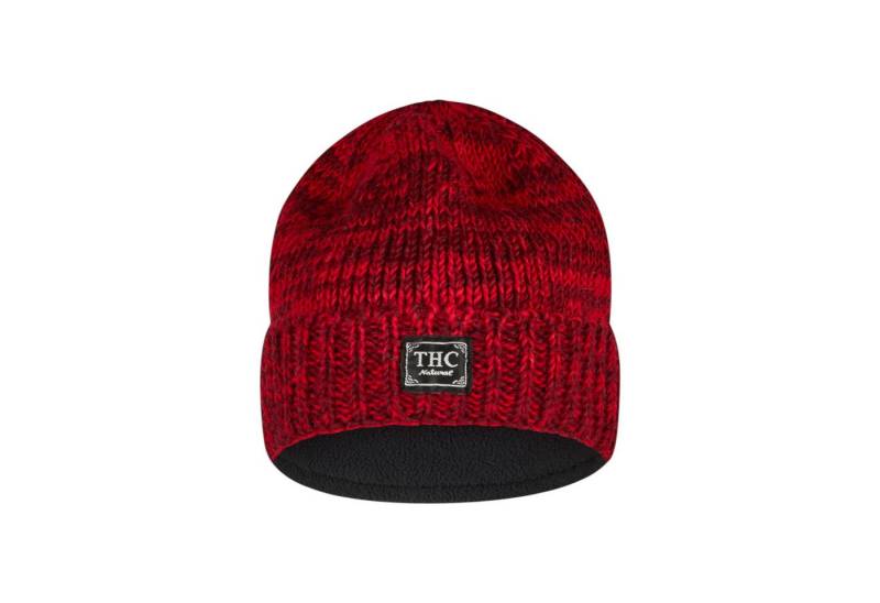 THC Natural Line Strickmütze THC Schafwoll Rollcap 715 rot (1 Stück, 1-St., 1 Stück) gerippter Umschlag von THC Natural Line