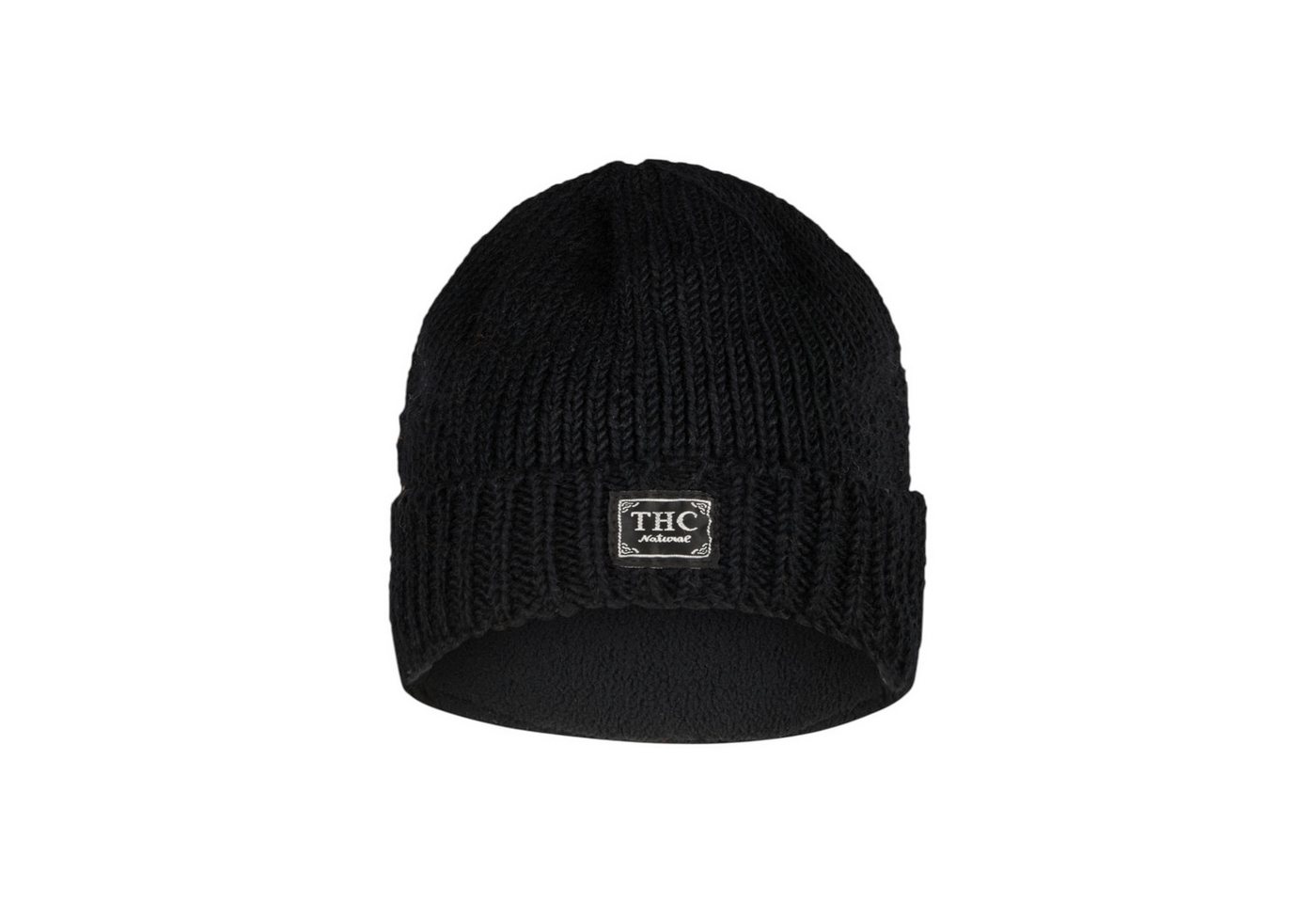 THC Natural Line Strickmütze THC Schafwoll Rollcap 721 schwarz (1 Stück, 1-St., 1 Stück) gerippter Umschlag von THC Natural Line