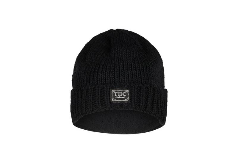 THC Natural Line Strickmütze THC Schafwoll Rollcap 721 schwarz (1 Stück, 1-St., 1 Stück) gerippter Umschlag von THC Natural Line