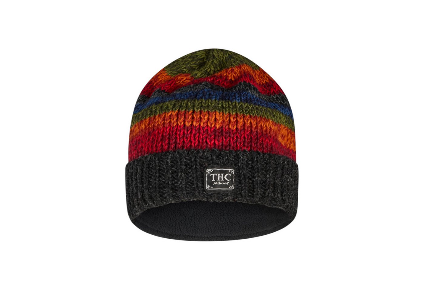 THC Natural Line Strickmütze THC Schafwoll Rollcap 814 bunt (1 Stück, 1-St., 1 Stück) gerippter Umschlag von THC Natural Line