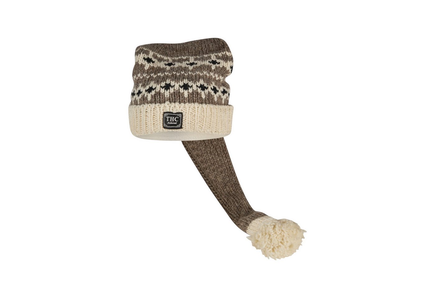 THC Natural Line Strickmütze THC Schafwoll Zipfelmütze 507 (1Stück, 1-St., 1 Stück) gerippter Umschlag von THC Natural Line