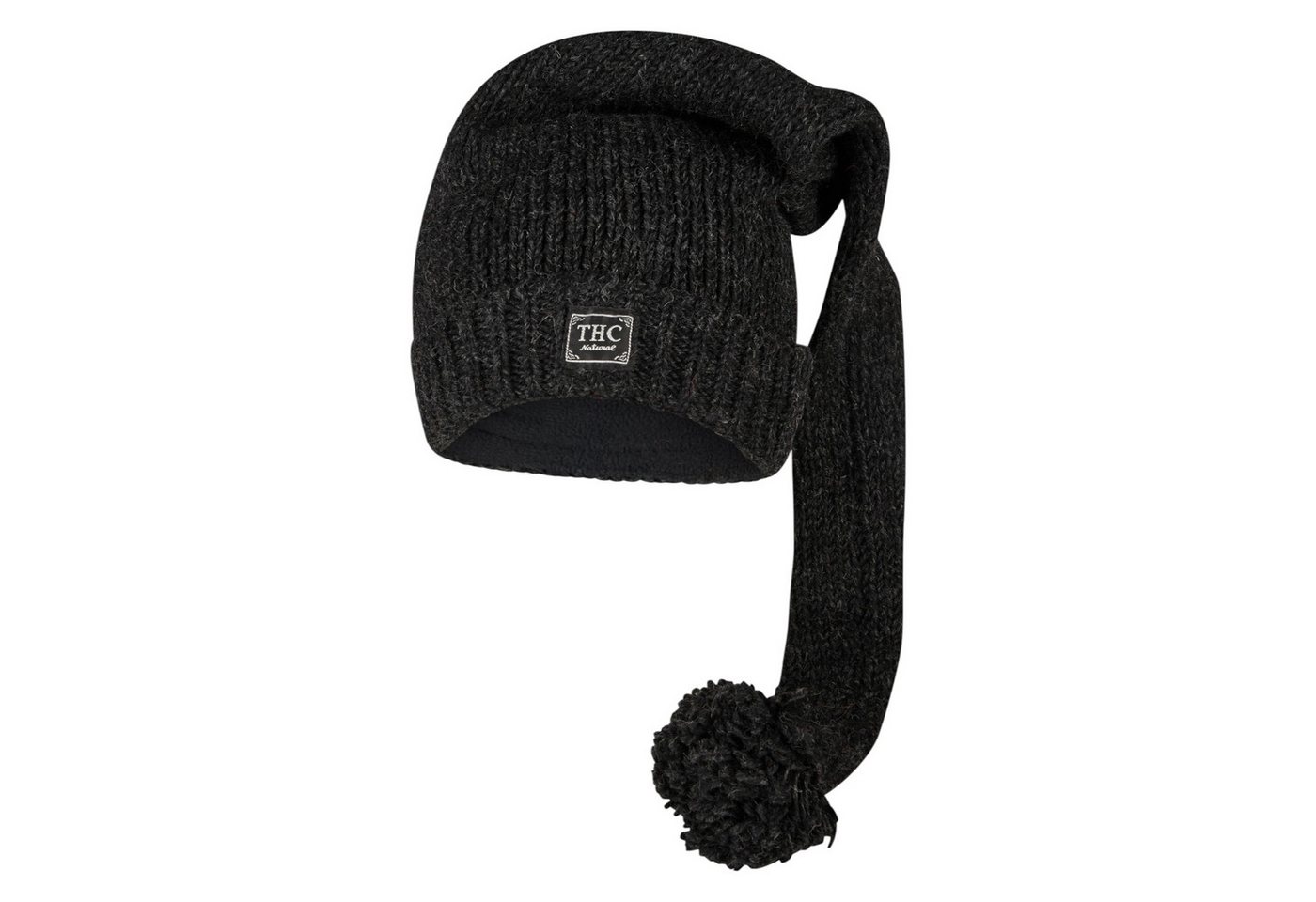 THC Natural Line Strickmütze THC Schafwoll Zipfelmütze 509 anthrazit (1 Stück, 1-St., 1 Stück) gerippter Umschlag von THC Natural Line