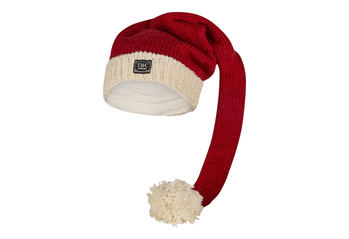 THC Natural Line Strickmütze THC Schafwoll Zipfelmütze 600 rot (1 Stück, 1-St., 1 Stück) gerippter Umschlag von THC Natural Line