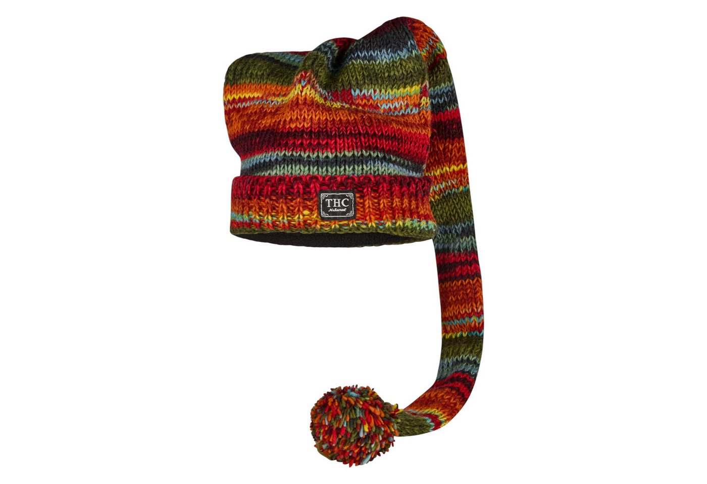 THC Natural Line Strickmütze THC Schafwoll Zipfelmütze 616 bunt (1 Stück, 1-St., 1 Stück) gerippter Umschlag von THC Natural Line