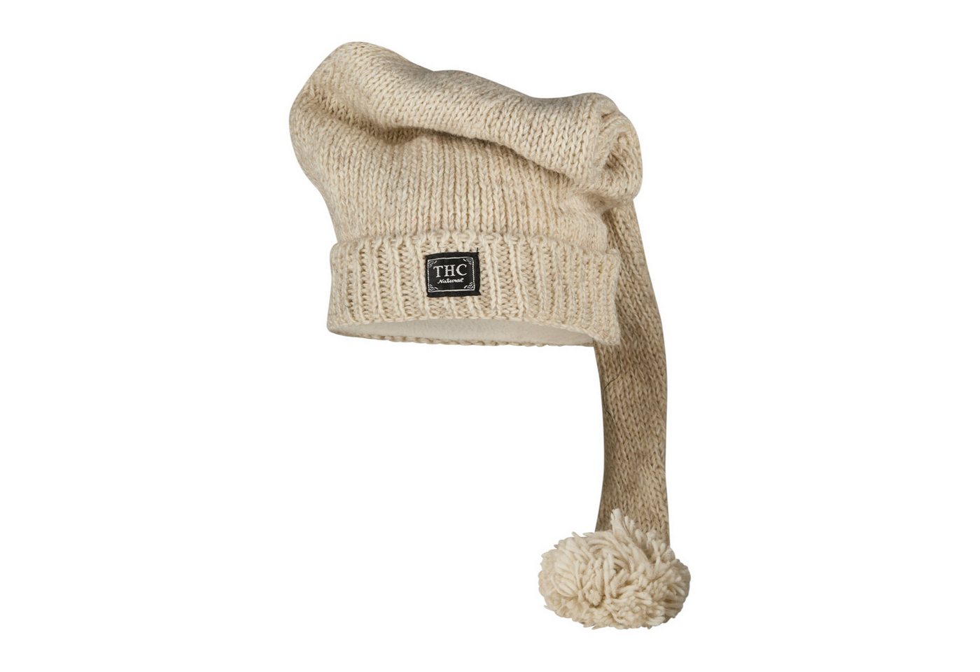 THC Natural Line Strickmütze THC Schafwoll Zipfelmütze 713 weiß (1 Stück, 1-St., 1 Stück) gerippter Umschlag von THC Natural Line