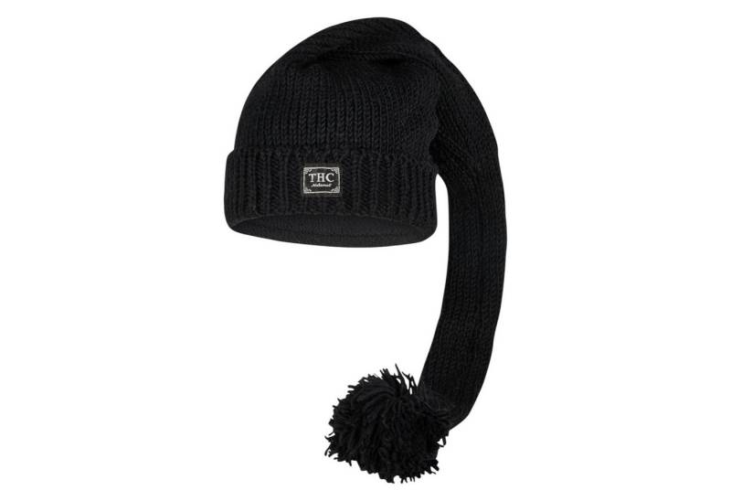 THC Natural Line Strickmütze THC Schafwoll Zipfelmütze 721 schwarz (1 Stück, 1-St., 1 Stück) gerippter Umschlag von THC Natural Line