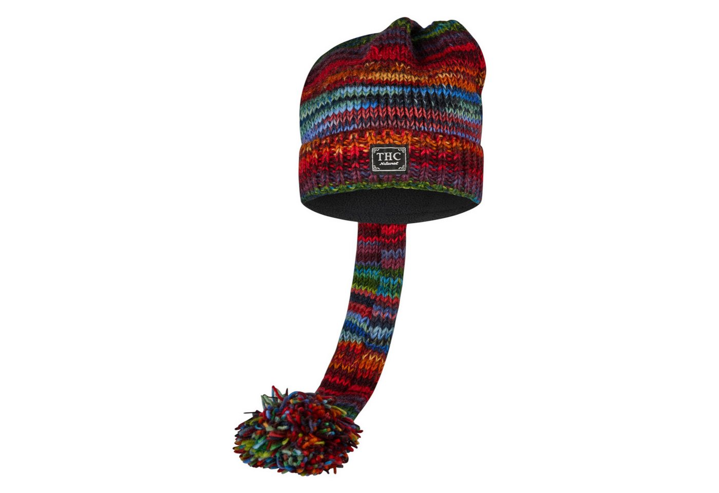 THC Natural Line Strickmütze THC Schafwoll Zipfelmütze 727 bunt (1 Stück, 1-St., 1 Stück) gerippter Umschlag von THC Natural Line