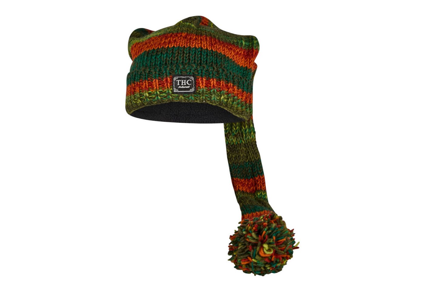 THC Natural Line Strickmütze THC Schafwoll Zipfelmütze 804 grün (1 Stück, 1-St., 1 Stück) gerippter Umschlag von THC Natural Line