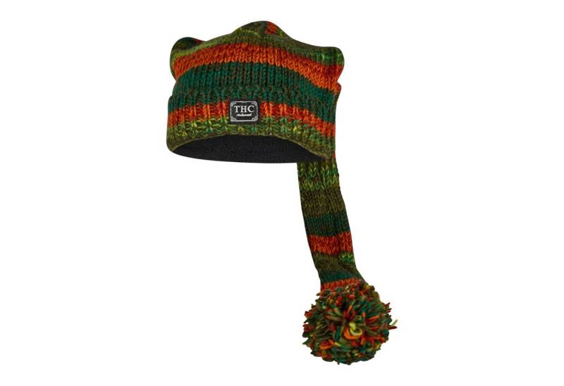 THC Natural Line Strickmütze THC Schafwoll Zipfelmütze 804 grün (1 Stück, 1-St., 1 Stück) gerippter Umschlag von THC Natural Line