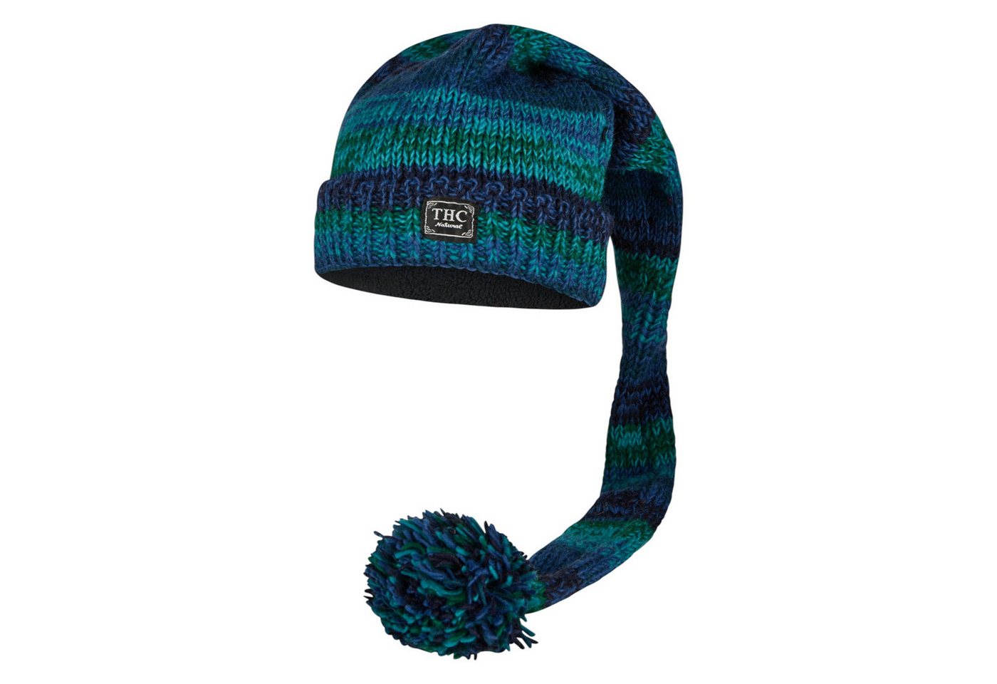 THC Natural Line Strickmütze THC Schafwoll Zipfelmütze 806 blau (1 Stück, 1-St., 1 Stück) gerippter Umschlag von THC Natural Line