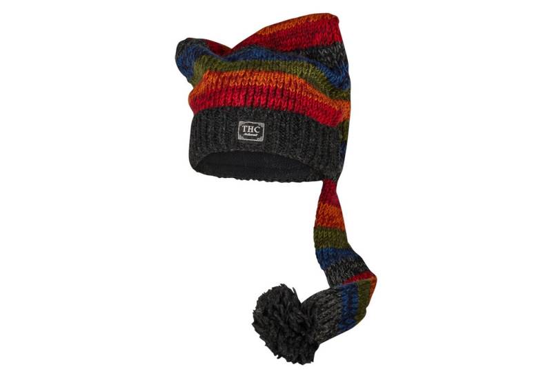 THC Natural Line Strickmütze THC Schafwoll Zipfelmütze 814 bunt (1 Stück, 1-St., 1 Stück) gerippter Umschlag von THC Natural Line