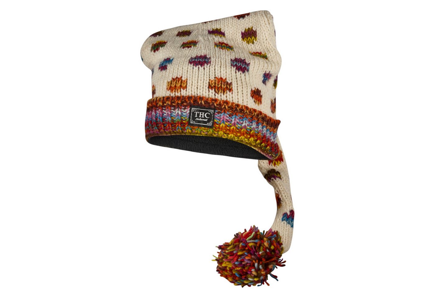 THC Natural Line Strickmütze THC Schafwoll Zipfelmütze 840 gepunktet (1 Stück, 1-St., 1 Stück) gerippter Umschlag von THC Natural Line